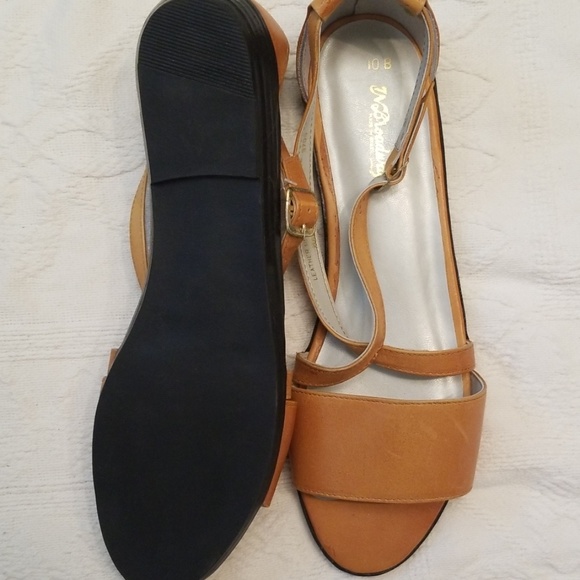 1N Broadway sandals flats open toe leather brown 10B - Picture 4 of 7